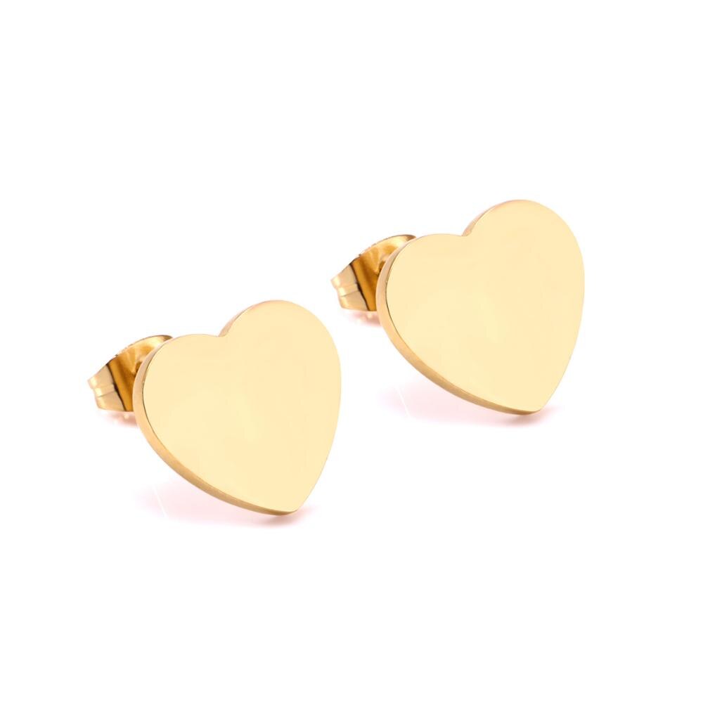 ASON Lover's Jewelry Gold Color Heart Earrings Stainless Steel Push Back Piercing Stud Earrings Ladies Accessories Party asonjewelry